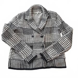 Ann Taylor LOFT Y2K Black/white Plaid Double Breasted Sweater/Blazer SZ S